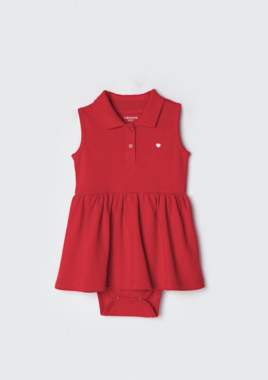 Foto do produto: Body Vestido Bebê Menina Gola Polo Hering Kids - Vermelho