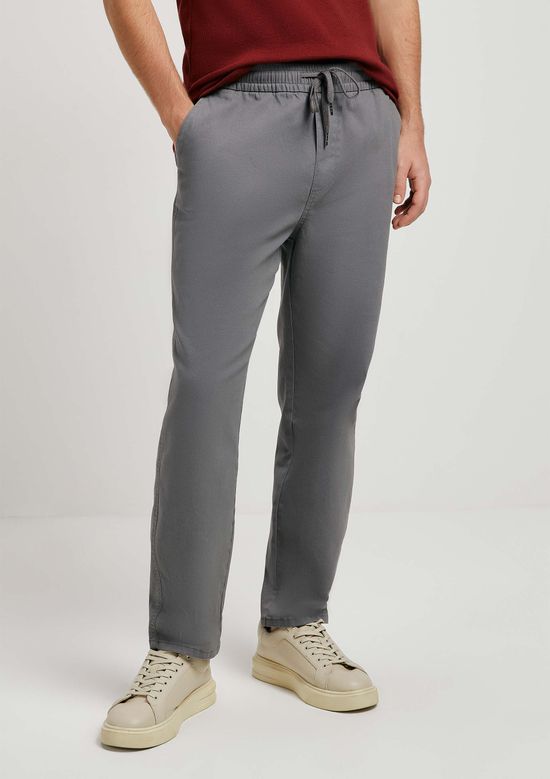 Foto do produto: Calça Básica Masculina Jogger Em Sarja Com Elastano - Cinza