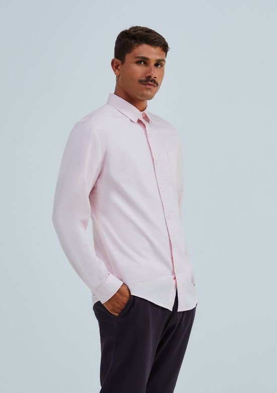 Foto do produto: Camisa Básica Masculina Manga Longa Slim - Rosa