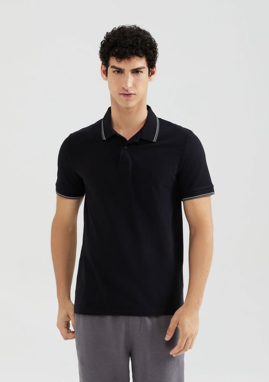 Foto do produto: Camisa Polo Básica Masculina Manga Curta Em Piquet - Preto