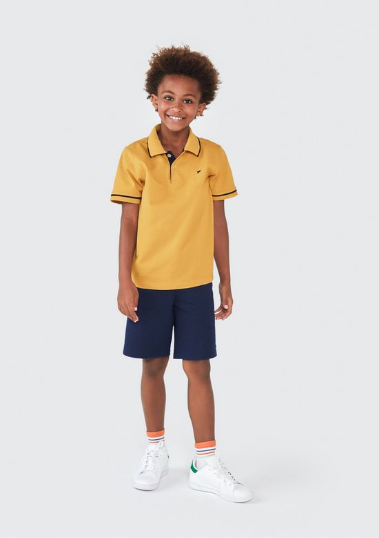 Foto do produto: Camisa Polo Básica Menino De Algodão Com Bordado - Amarelo