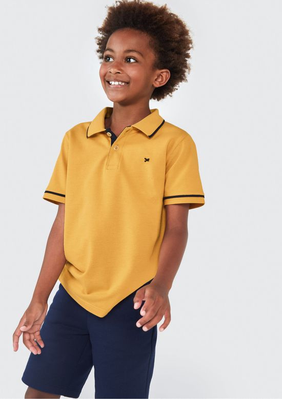 Foto do produto: Camisa Polo Básica Menino De Algodão Com Bordado - Amarelo