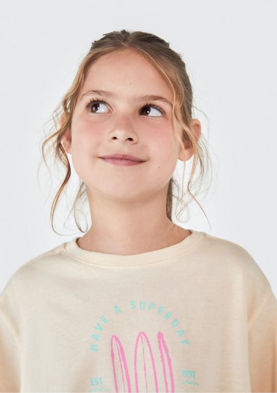 Foto do produto: Blusa Infantil Menina Manga Curta Com Estampa - Amarelo