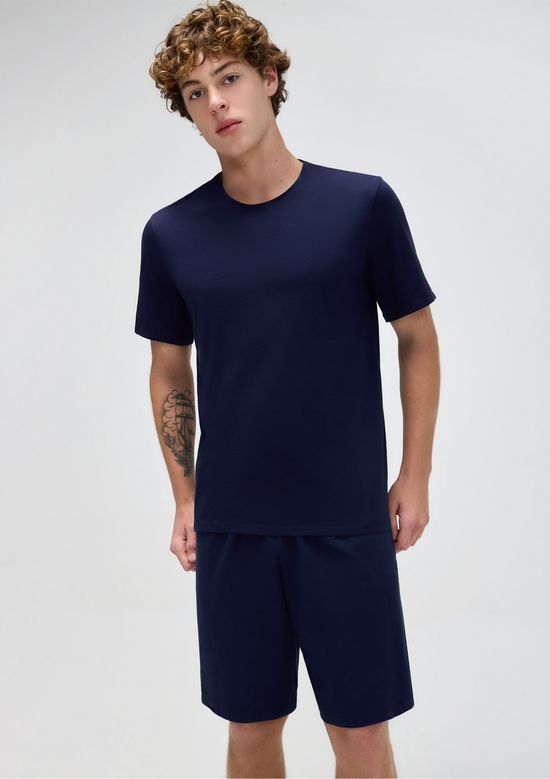 Foto do produto: Pijama Curto Masculino Comfort Em Algodão Pima - Azul