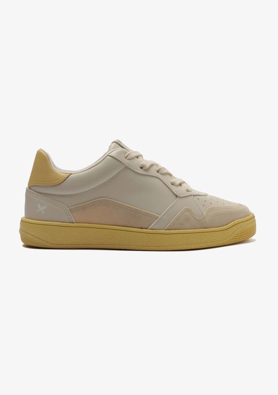 Foto do produto: Tênis Feminino Recortes Camurça Esportivo - Creme