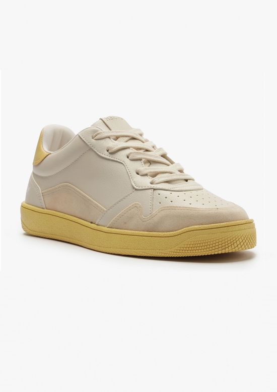 Foto do produto: Tênis Feminino Recortes Camurça Esportivo - Creme