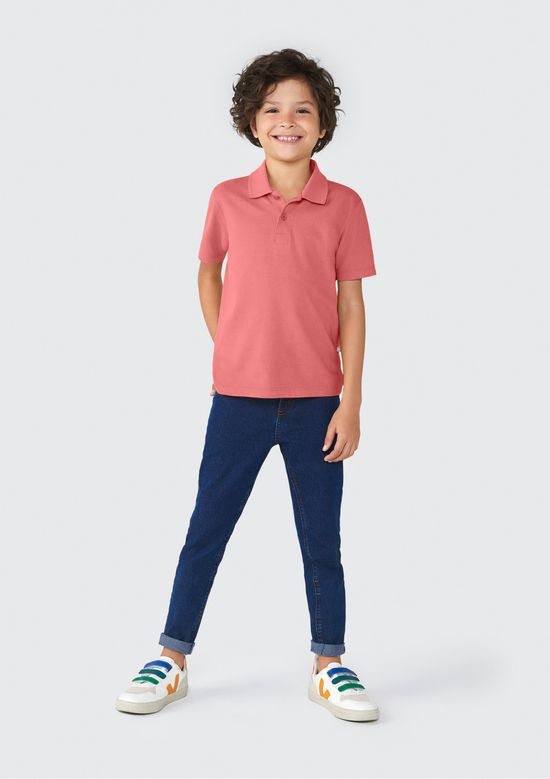 Foto do produto: Camisa Básica Polo Infantil Menino Manga Curta Em Piquet - Vermelho