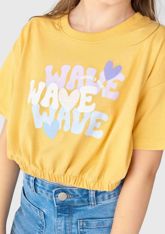 Foto do produto: Blusa Cropped Infantil Menina Com Estampa - Amarelo