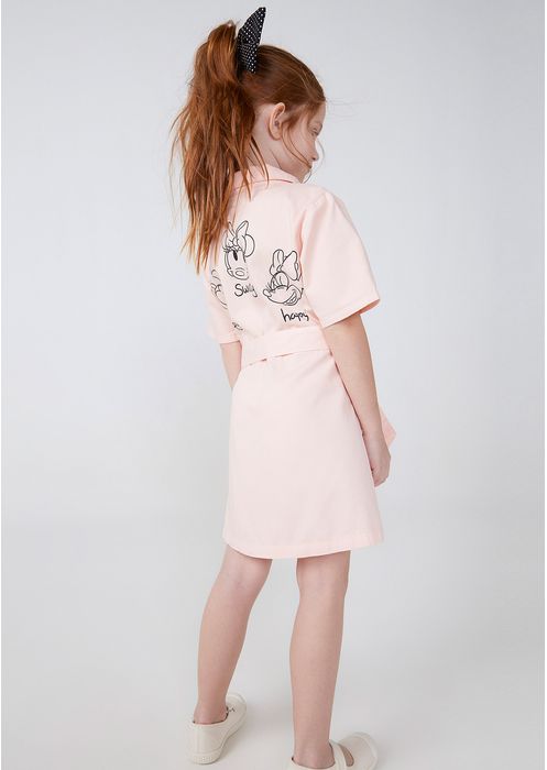 Vestido Infantil Curto Em Sarja Minnie - Rosa