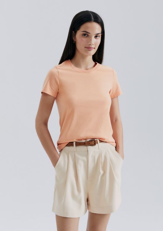 Foto do produto: Blusa Básica Feminina Manga Curta Slim World - Laranja