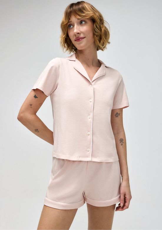 Foto do produto: Pijama Curto Feminino Com Botões - Rosa