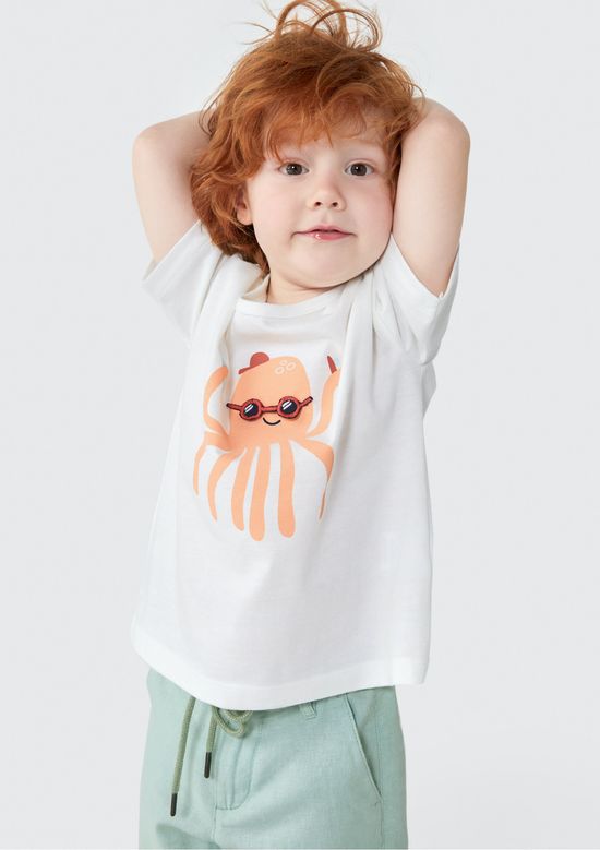 Foto do produto: Camiseta Infantil Menino Toddler Com Estampa Interativa - Off white