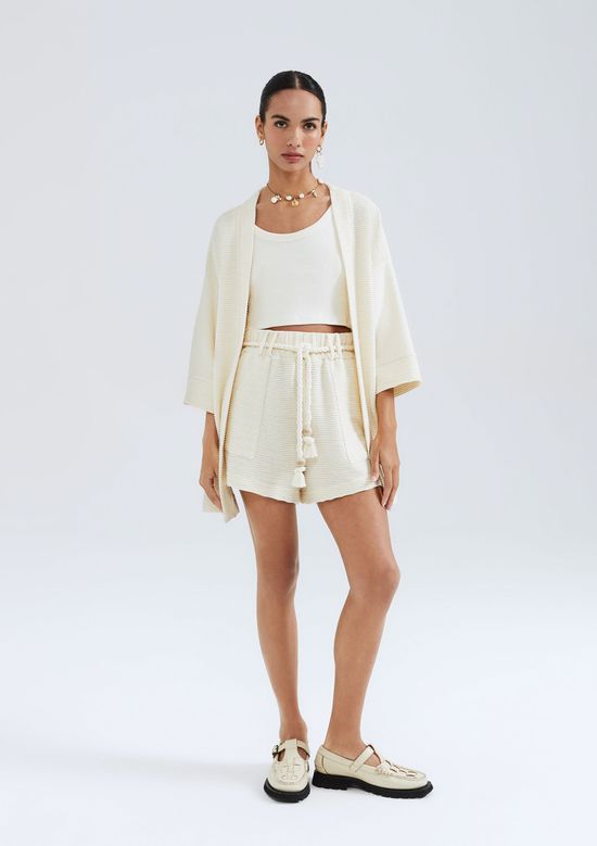 Foto do produto: Shorts Feminino Texturizado Com Amarração - Creme