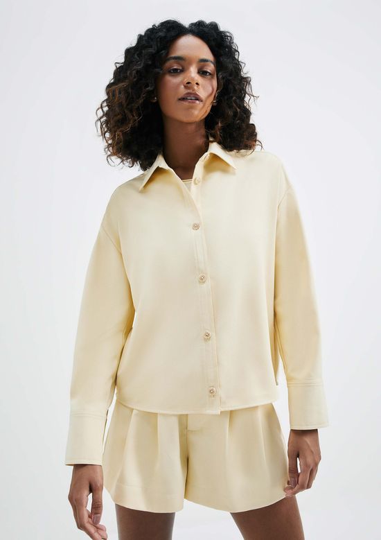 Foto do produto: Camisa Feminina Manga Longa Em Crepe - Amarelo