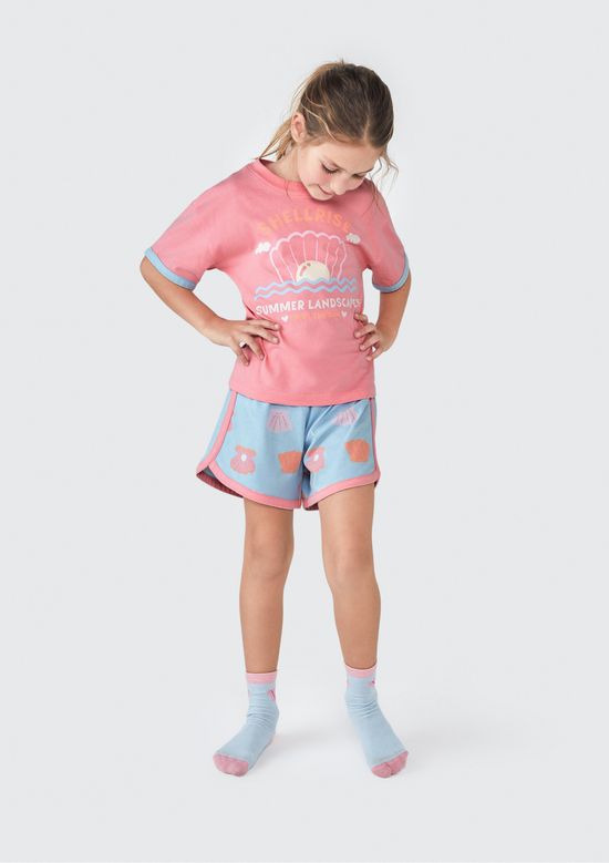 Foto do produto: Pijama Curto Infantil Menina Que Brilha no Escuro - Rosa