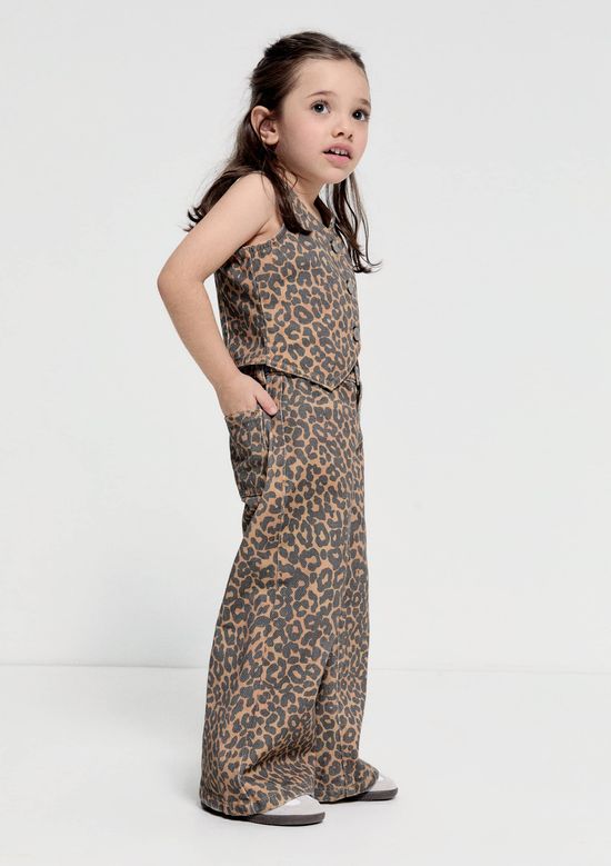 Foto do produto: Calça Infantil Menina Em Sarja Animal Print - Marrom