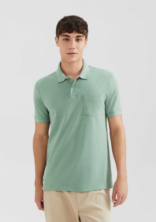 Foto do produto: Camisa Polo Básica Masculina Em Piquet Com Bolso - Verde