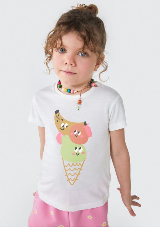 Foto do produto: Blusa Infantil Menina Toddler Com Estampa - Branco