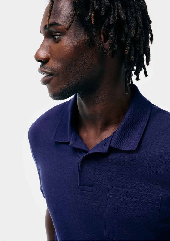 Foto do produto: Camisa Polo Básica Masculina Em Piquet Com Bolso - Azul