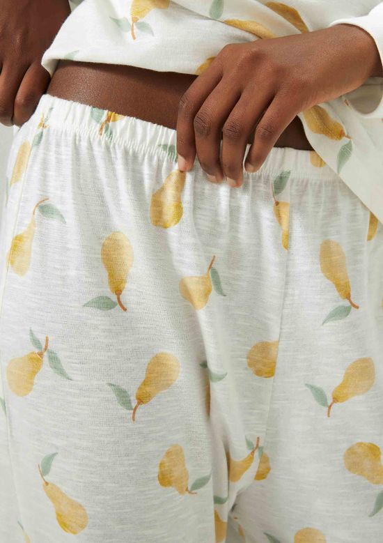 Foto do produto: Pijama Longo Feminino Estampado Em Malha Flamê - Off white