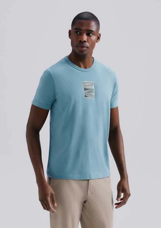 Foto do produto: Camiseta Masculina Manga Curta Com Estampa - Azul