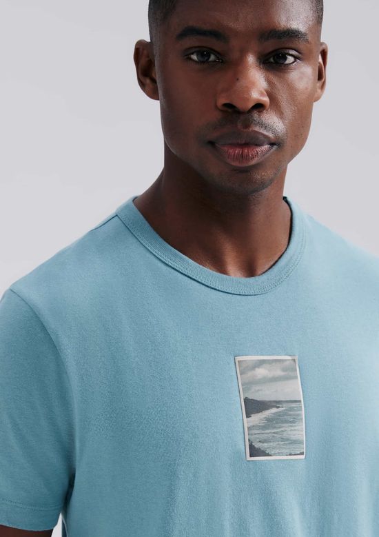 Foto do produto: Camiseta Masculina Manga Curta Com Estampa - Azul