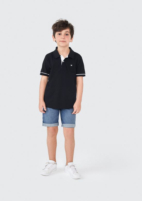 Foto do produto: Camisa Polo Básica Menino De Algodão Com Bordado - Preto