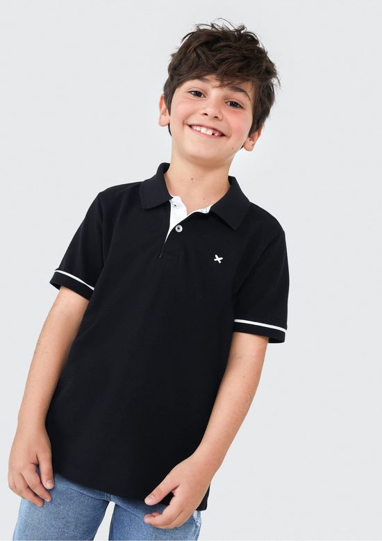 Foto do produto: Camisa Polo Básica Menino De Algodão Com Bordado - Preto