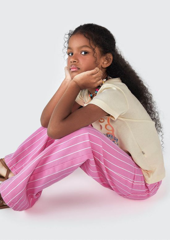 Foto do produto: Calça Infantil Menina Listrada Em Sarja - Rosa