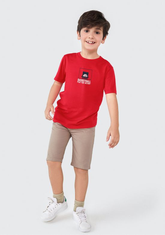 Foto do produto: Camiseta Infantil Menino Manga Curta Com Estampa - Vermelho