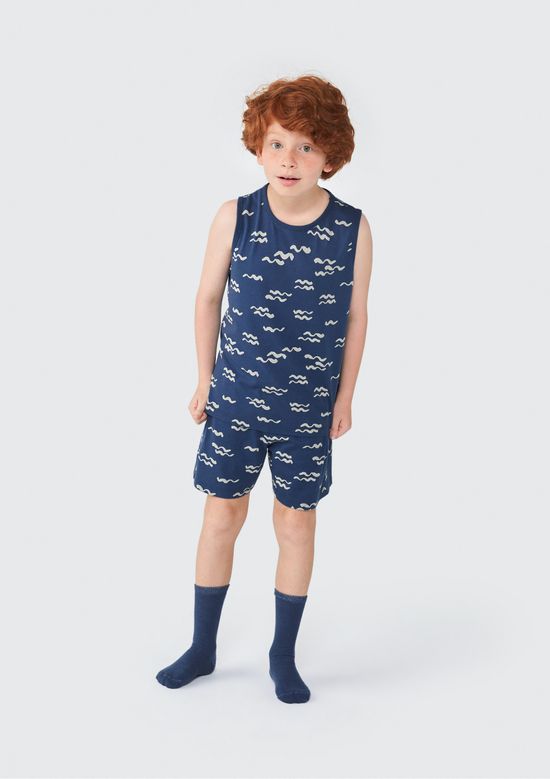 Foto do produto: Pijama Infantil Menino Curto Estampado Tam 1 a 16 - Azul