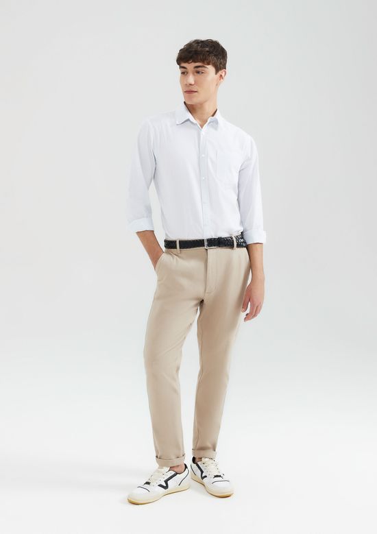 Foto do produto: Camisa Básica Masculina Manga Longa Slim Xadrez - Off white