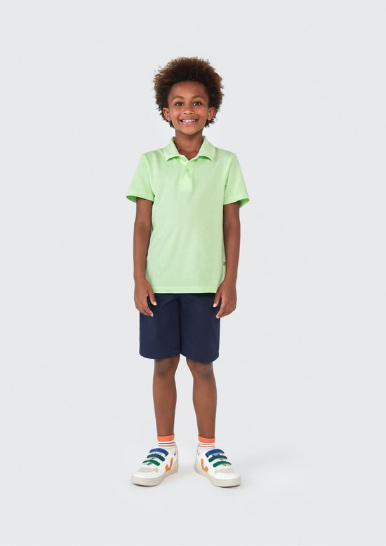 Foto do produto: Camisa Básica Polo Infantil Menino Manga Curta Em Piquet - Verde