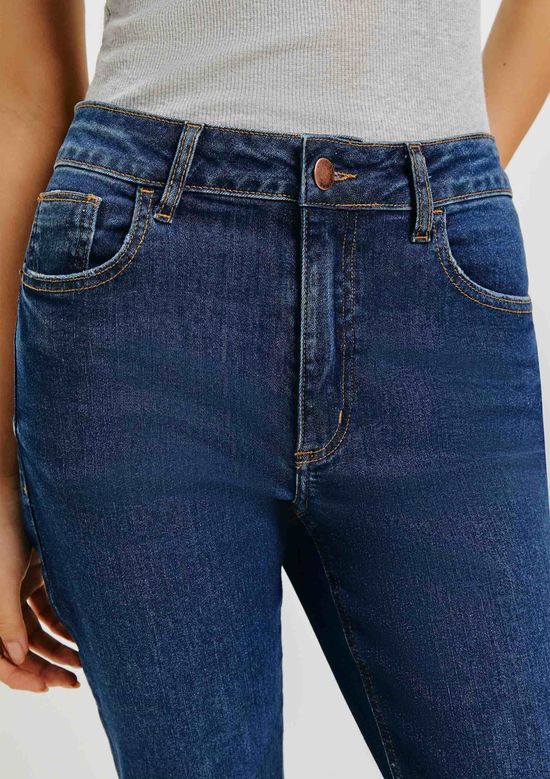 Foto do produto: Calça Jeans Básica Feminina Cintura Média Flare Petit - Azul