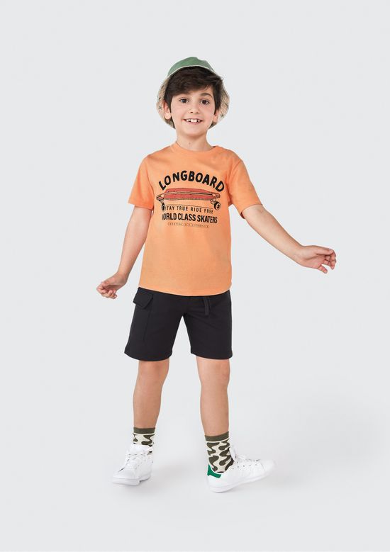 Foto do produto: Camiseta Infantil Menino Estampada Flamê - Laranja