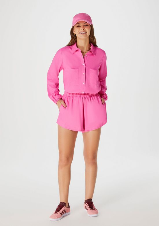 Foto do produto: Shorts Feminino Cintura Alta Com Elástico - Rosa