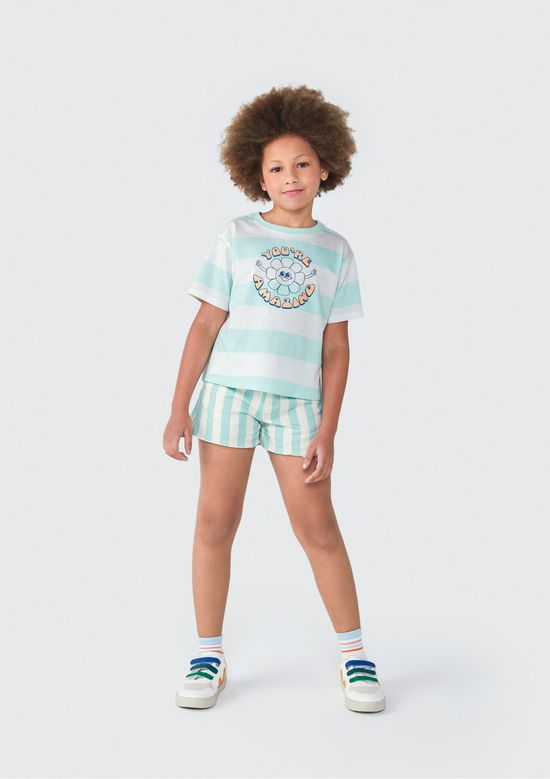 Foto do produto: Blusa Infantil Menina Manga Curta Com Estampa - Azul