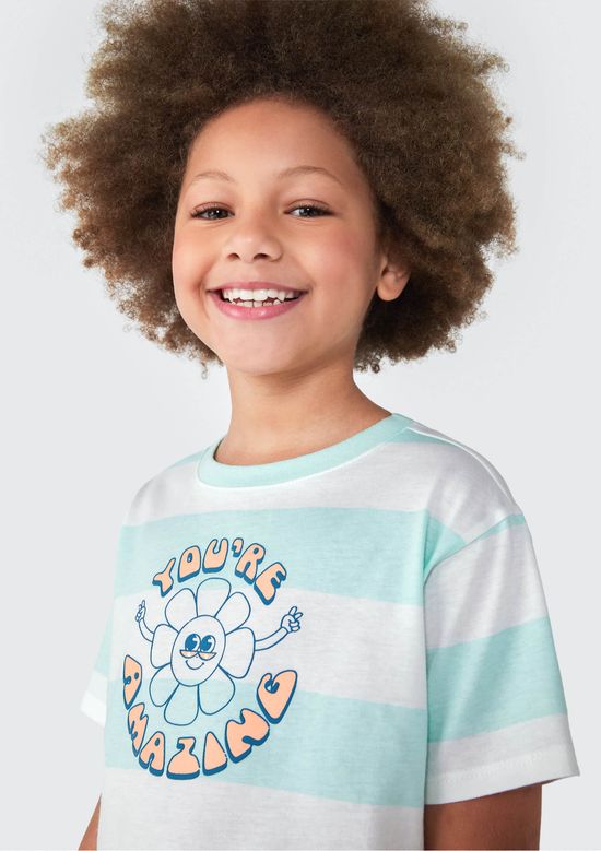 Foto do produto: Blusa Infantil Menina Manga Curta Com Estampa - Azul