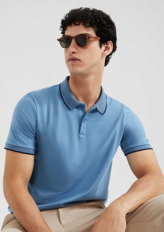 Foto do produto: Camisa Polo Básica Masculina Super Cotton Com Bordado - Azul