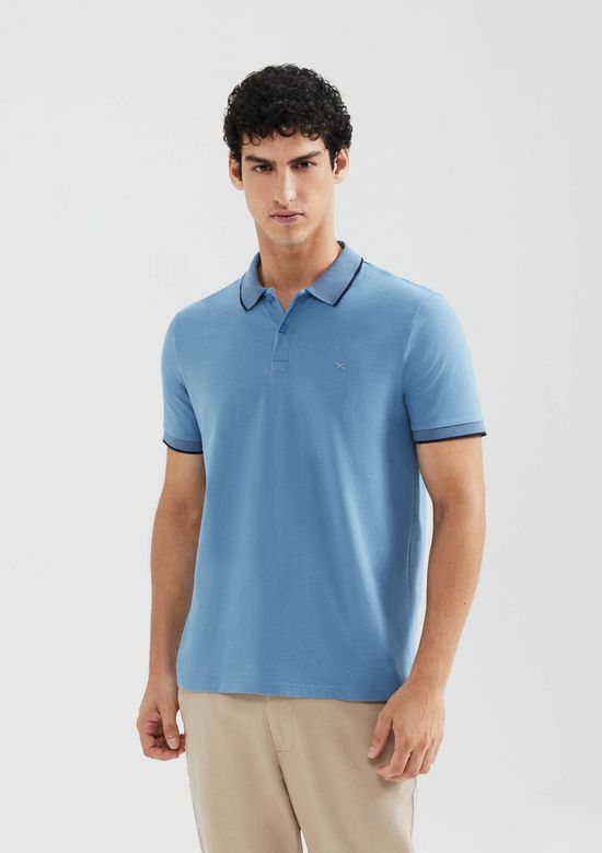 Foto do produto: Camisa Polo Básica Masculina Super Cotton Com Bordado - Azul