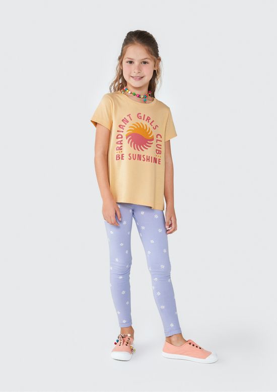 Foto do produto: Blusa Infantil Menina Manga Curta Com Estampa - Amarelo