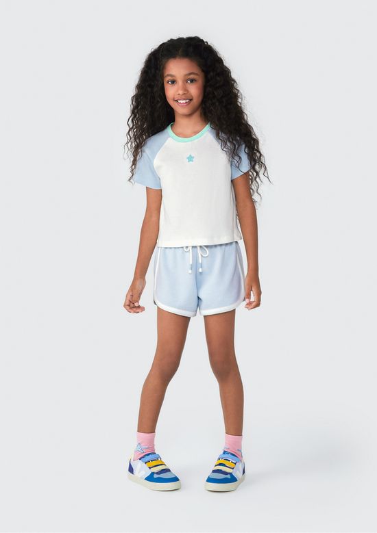 Foto do produto: Blusa Cropped Infantil Menina Em Ribana - Azul