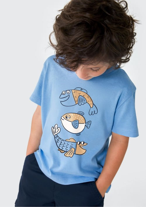 Foto do produto: Camiseta Infantil Menino Toddler Com Estampa - Azul