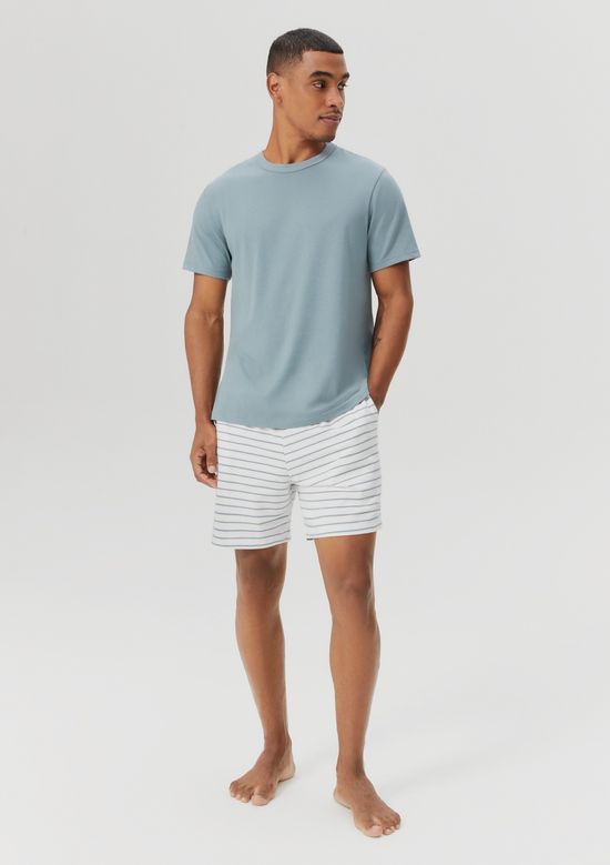 Foto do produto: Pijama Curto Masculino Com Shorts Listrado - Azul