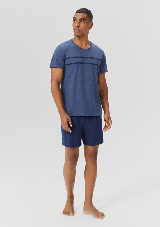 Foto do produto: Pijama Curto Masculino Em Algodão - Azul