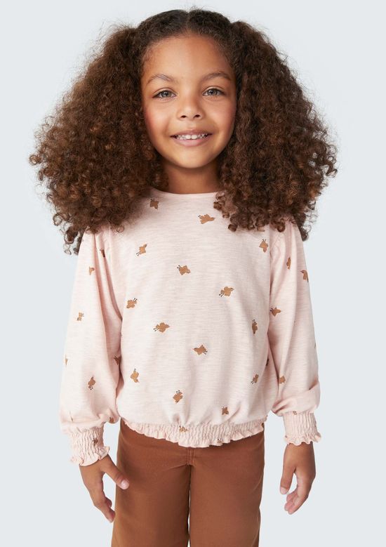 Foto do produto: Blusa Infantil Menina Toddler Manga Com Lastex - Rosa