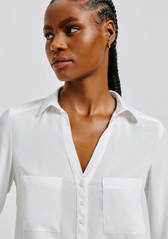 Foto do produto: Camisa Básica Feminina Manga Longa Em Viscose - Off white