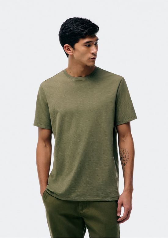 Foto do produto: Camiseta Masculina Comfort Em Malha Flamê - Verde