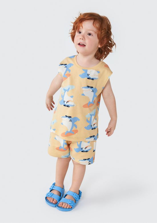 Foto do produto: Shorts de Moletom Infantil Menino Toddler Estampado - Laranja