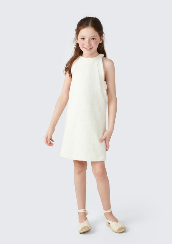 Foto do produto: Vestido Curto Infantil Gola Alta Evasê - Bege